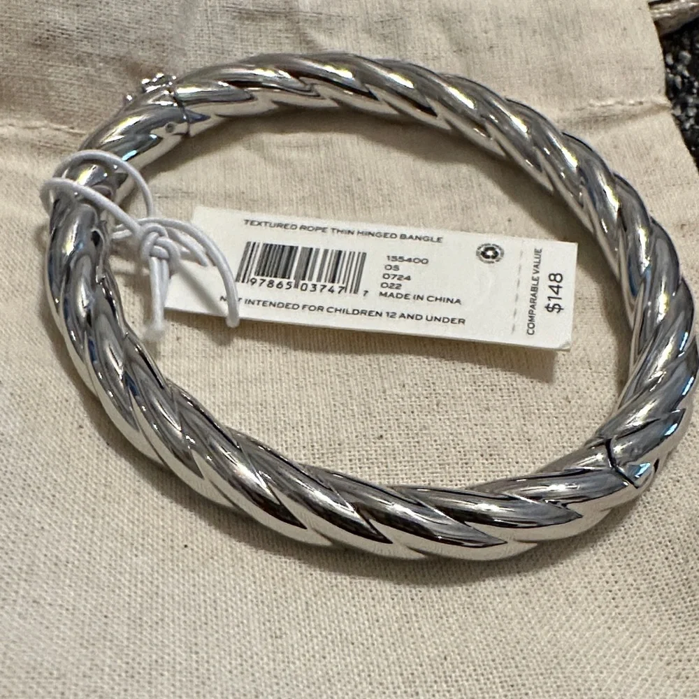 Tory Burch Silver Twisted Bangle - Picture 3 of 9